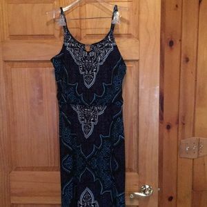 White House Black Market Black and Blue Maxi Dress